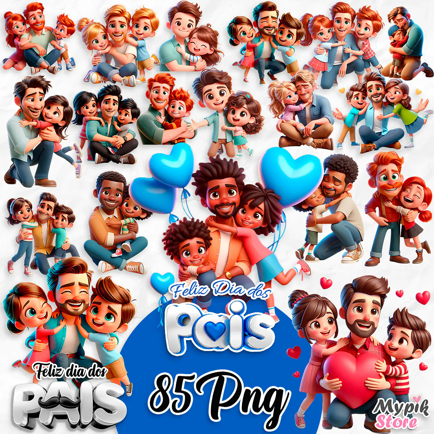Kit Digital Imagens PNG dia dos Pais 3D - Cliparts 1