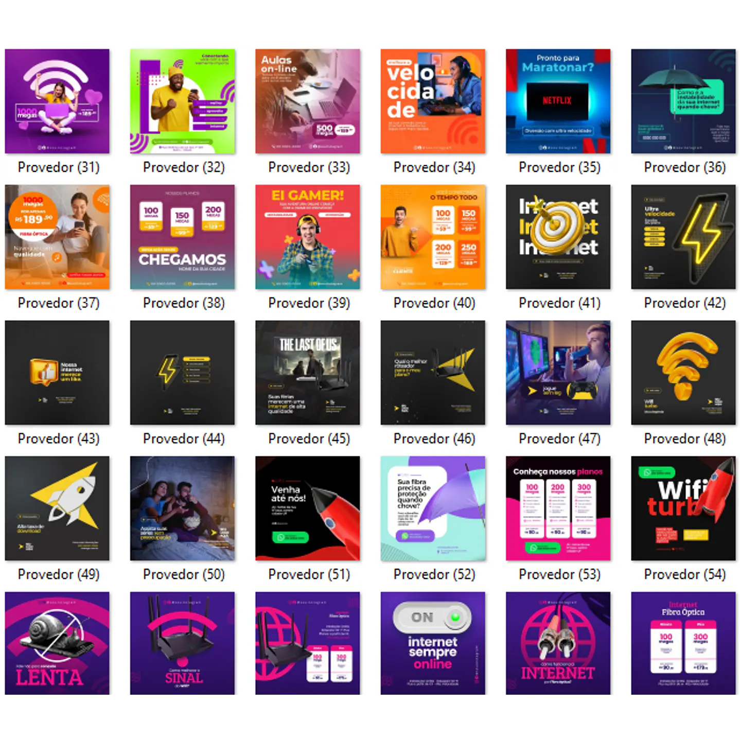 Pack 110 Modelos de Artes Provedor de Internet  - Editável com Canva 20