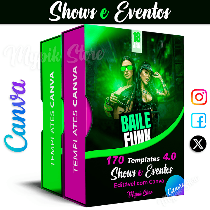 170 Modelos de Artes para Shows e Eventos  - Editável com Canva  1