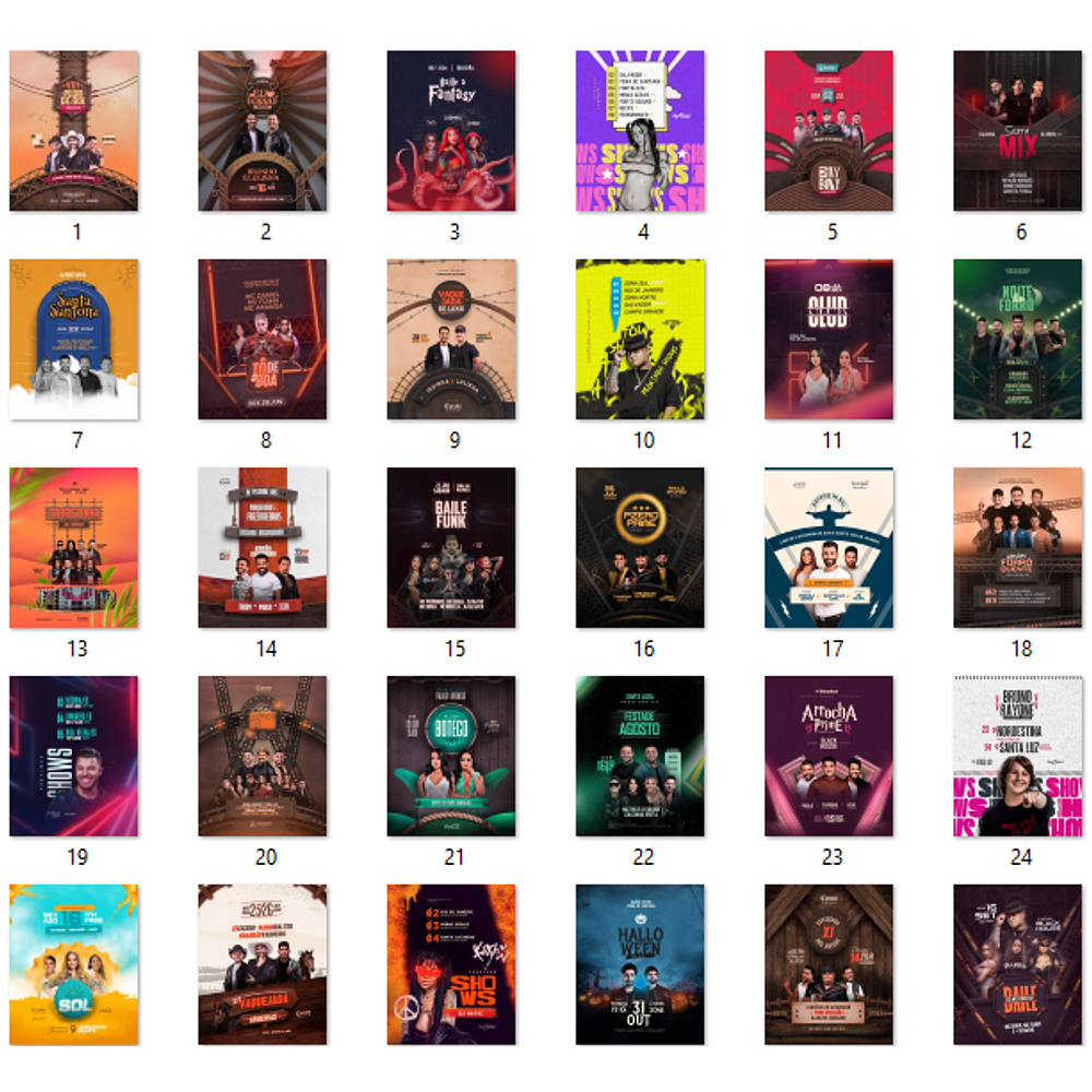 170 Modelos de Artes para Shows e Eventos  - Editável com Canva 