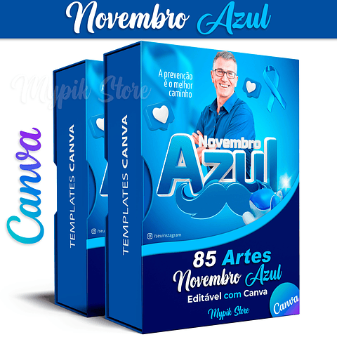 85 Modelos de Artes Novembro Azul - Editável com Canva
