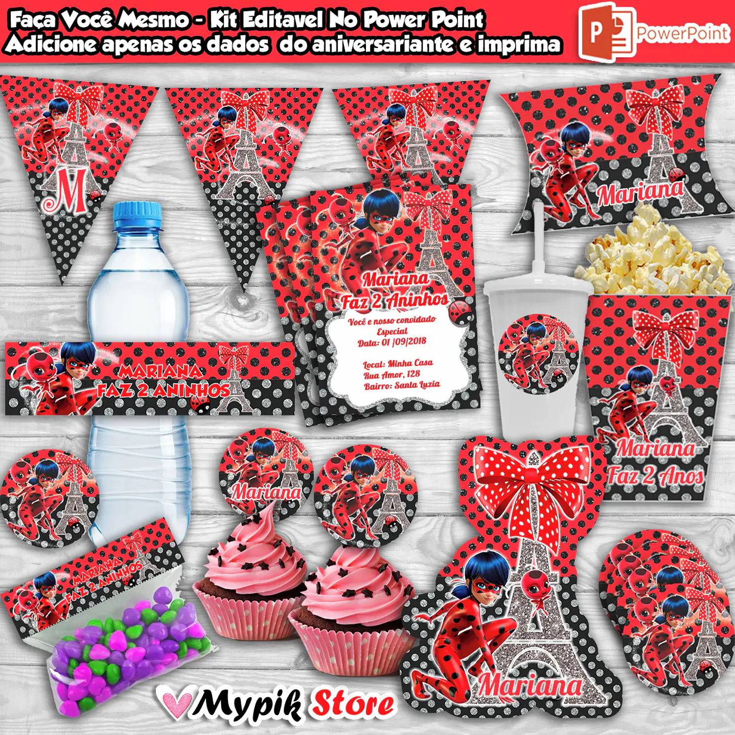 Kit digital de Ladbug milagroso editable e imprimible 1