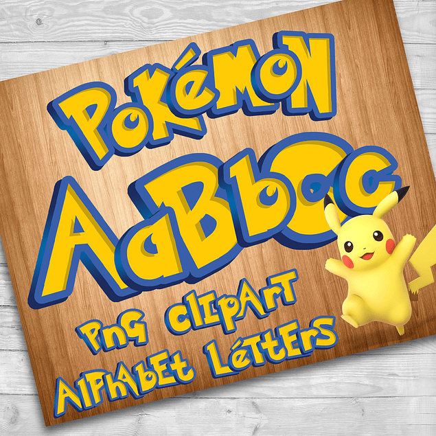 Kit Digital Pokemon PNG letras do alfabeto e números clipart 