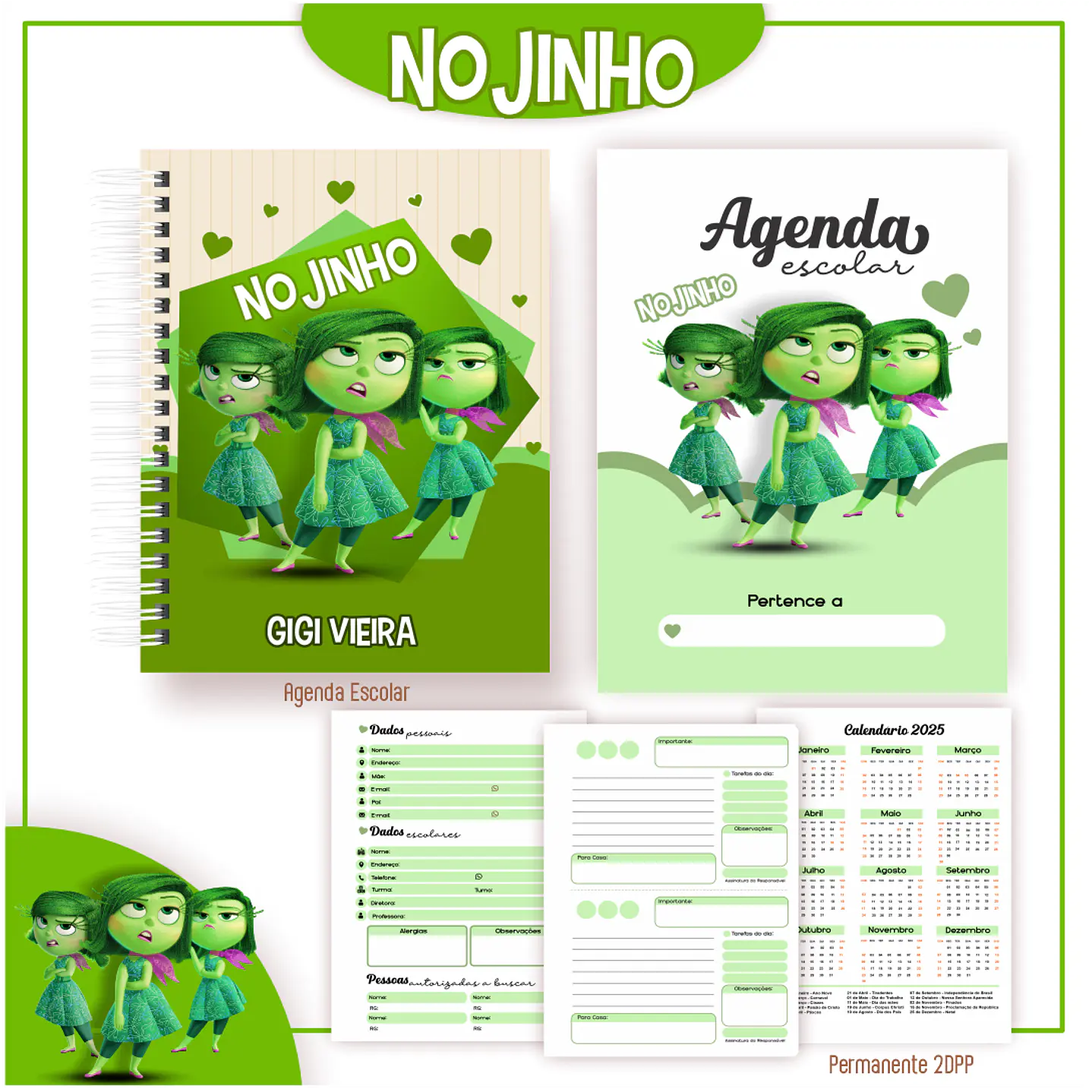 Kit Digital Encadernação Divertida mente 2 Nojinho - Volta às Aulas  4