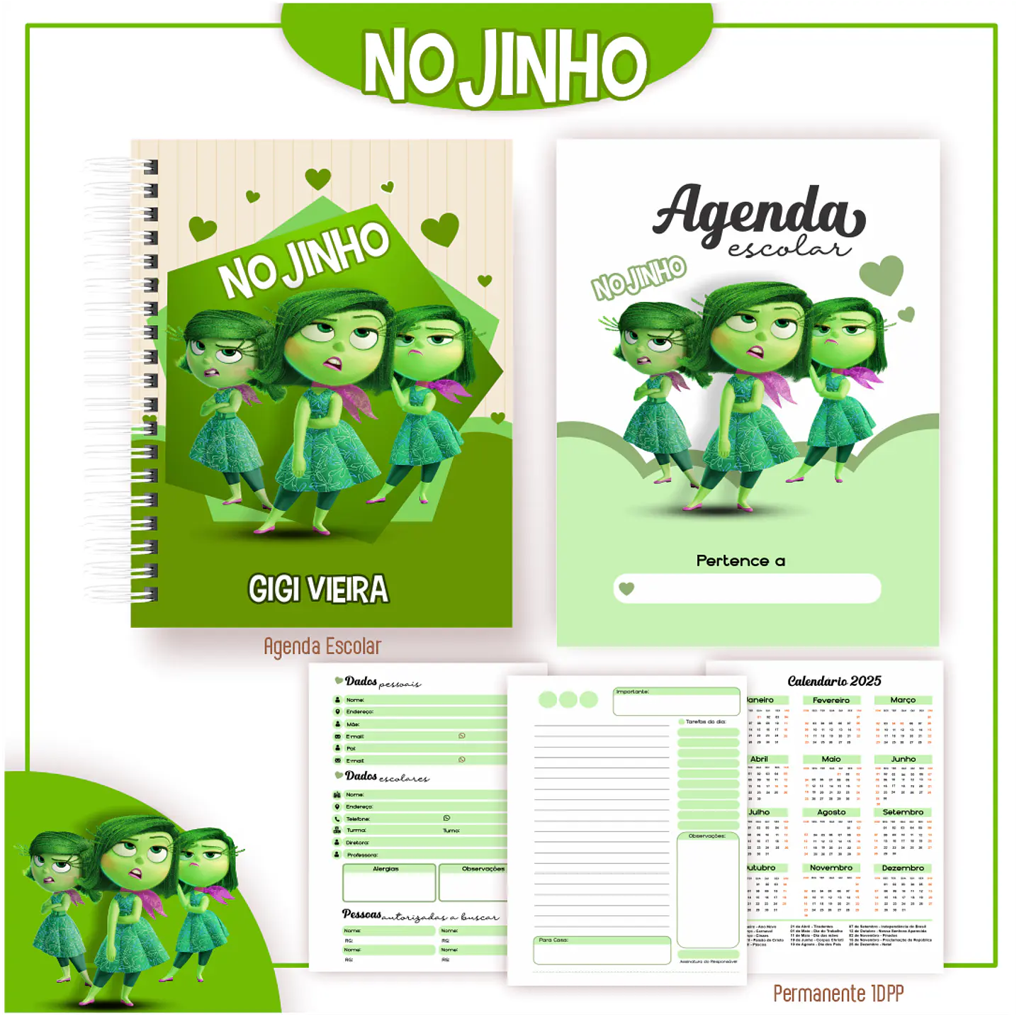 Kit Digital Encadernação Divertida mente 2 Nojinho - Volta às Aulas  3