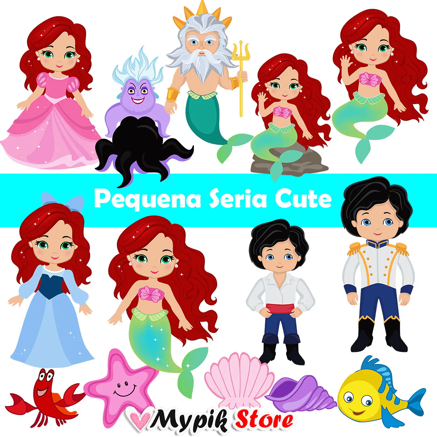 Kit Digital a Pequena Sereia Cute - Coleção Ariel 2