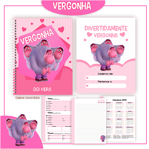 Kit Digital Encadernação Divertida Mente 2 - Vergonha - Voltas ás Aulas