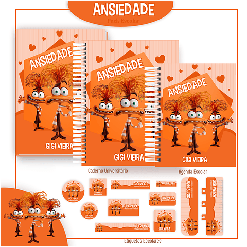 Kit Digital Encadernação Divertida Mente 2 - Ansiedade - Voltas ás Aulas  