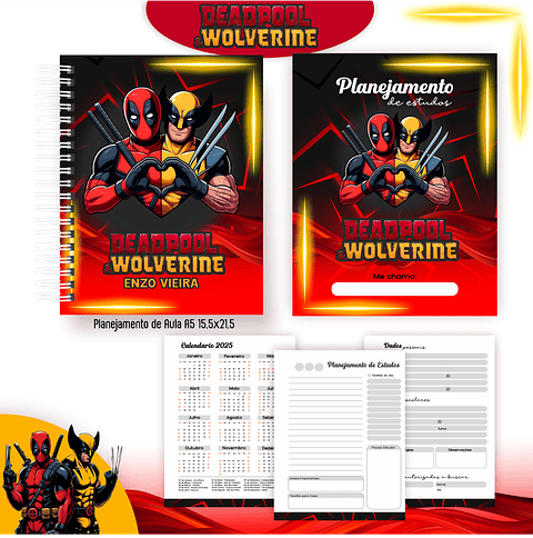 Kit Digital Encadernação Deadpoll e Wolverine - Voltas ás Aulas 