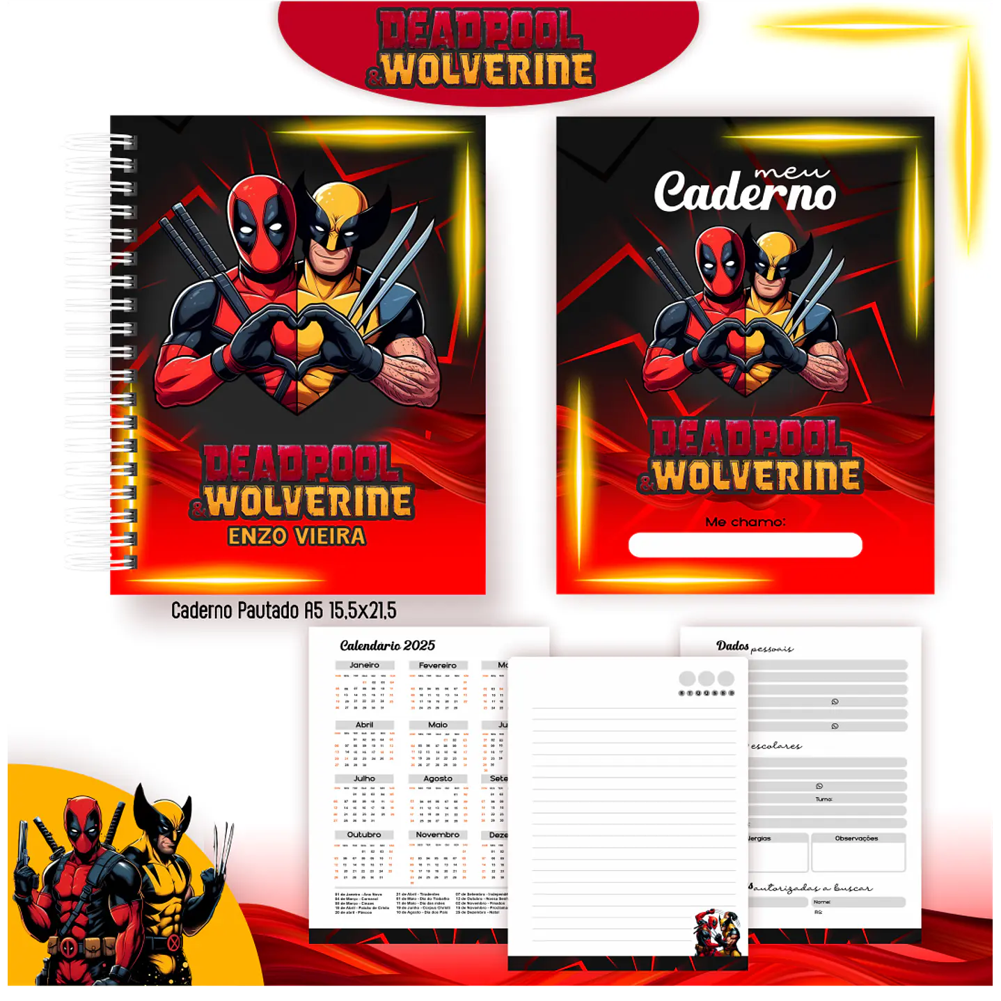 Kit Digital Encadernação Deadpoll e Wolverine - Voltas ás Aulas  3