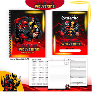 Kit Digital Encadernação Deadpoll e Wolverine - Voltas ás Aulas 