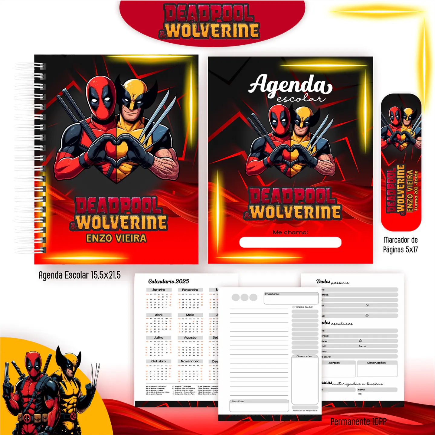 Kit Digital Encadernação Deadpoll e Wolverine - Voltas ás Aulas  4