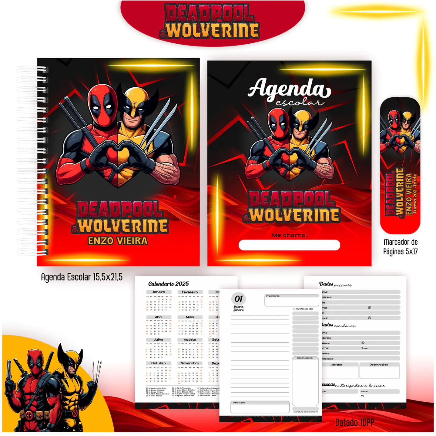 Kit Digital Encadernação Deadpoll e Wolverine - Voltas ás Aulas  5
