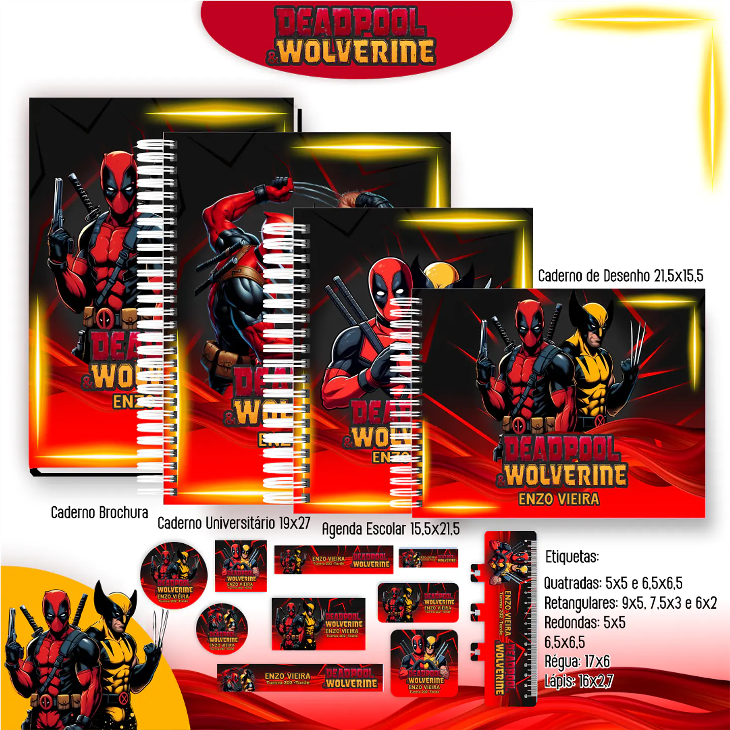 Kit Digital Encadernação Deadpoll e Wolverine - Voltas ás Aulas  6