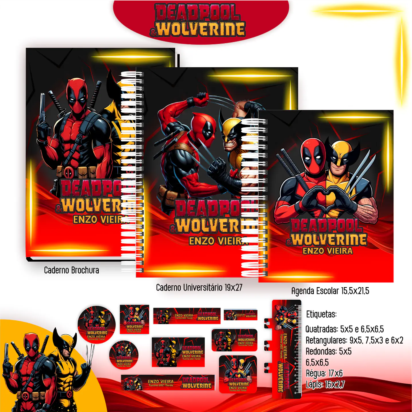 Kit Digital Encadernação Deadpoll e Wolverine - Voltas ás Aulas  7