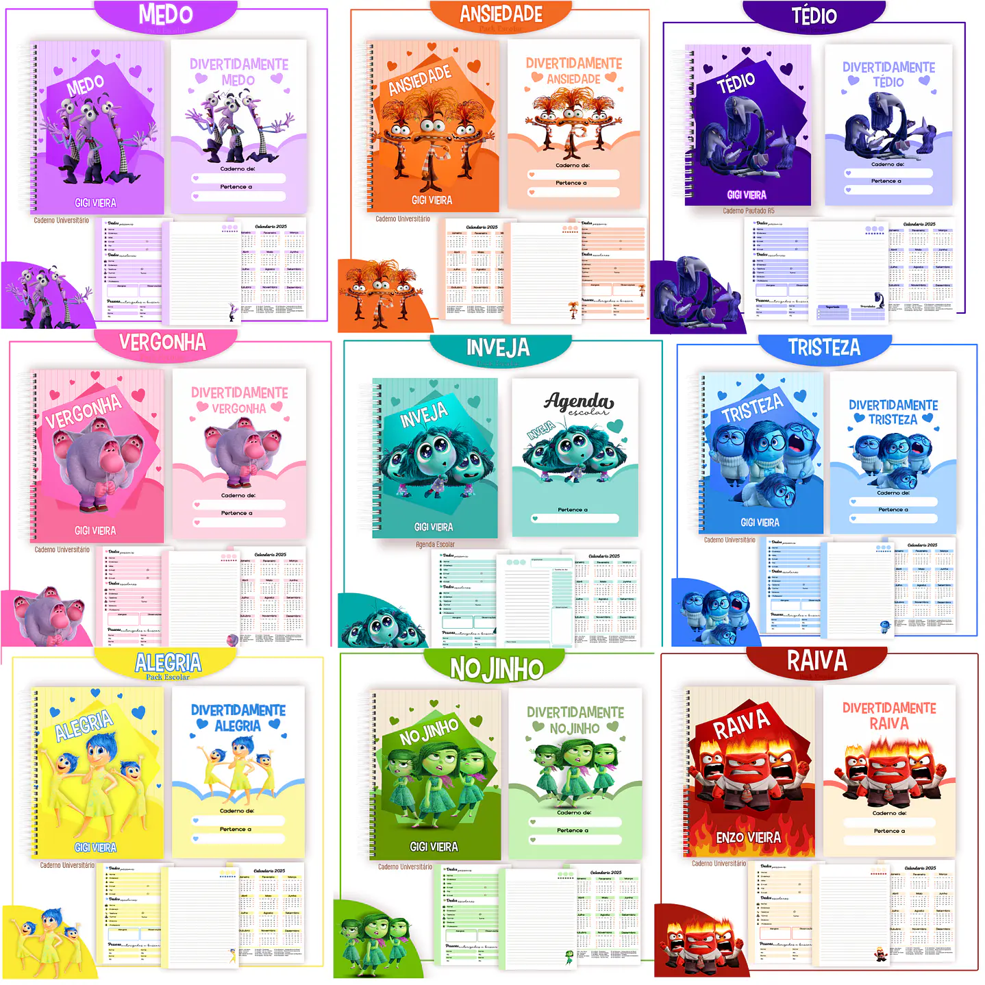 Pack Kit Digital Encadernação Divertida Mente 2 Voltas ás Aulas  1