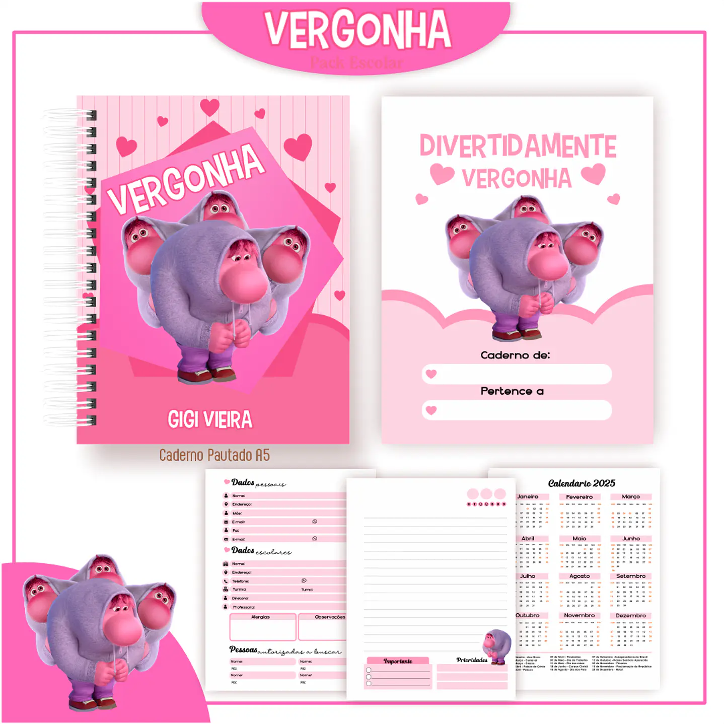 Pack Kit Digital Encadernação Divertida Mente 2 Voltas ás Aulas  3