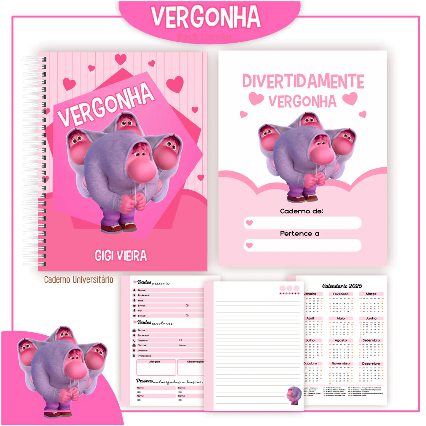 Pack Kit Digital Encadernação Divertida Mente 2 Voltas ás Aulas  4