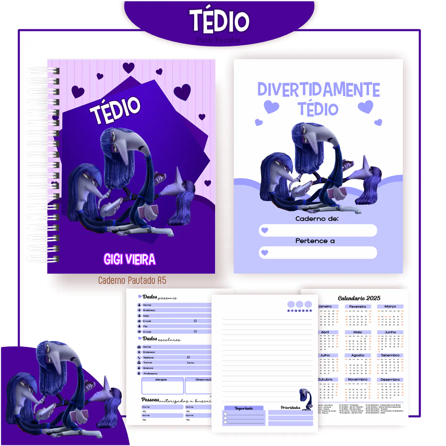 Pack Kit Digital Encadernação Divertida Mente 2 Voltas ás Aulas  13