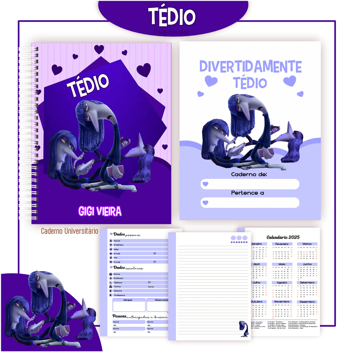 Pack Kit Digital Encadernação Divertida Mente 2 Voltas ás Aulas  14