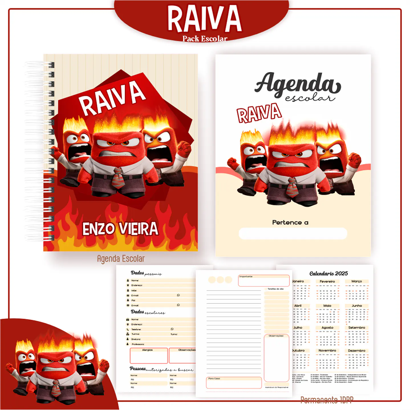 Pack Kit Digital Encadernação Divertida Mente 2 Voltas ás Aulas  16