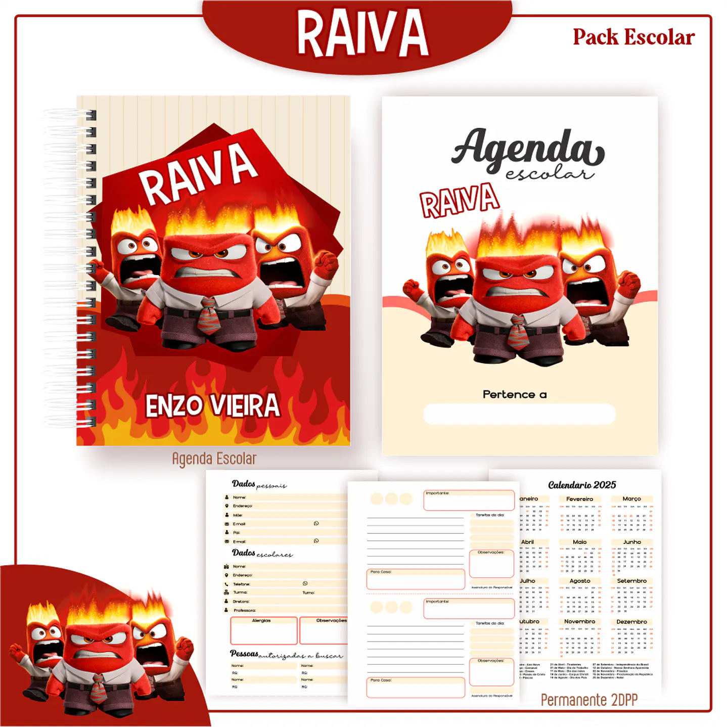 Pack Kit Digital Encadernação Divertida Mente 2 Voltas ás Aulas  17