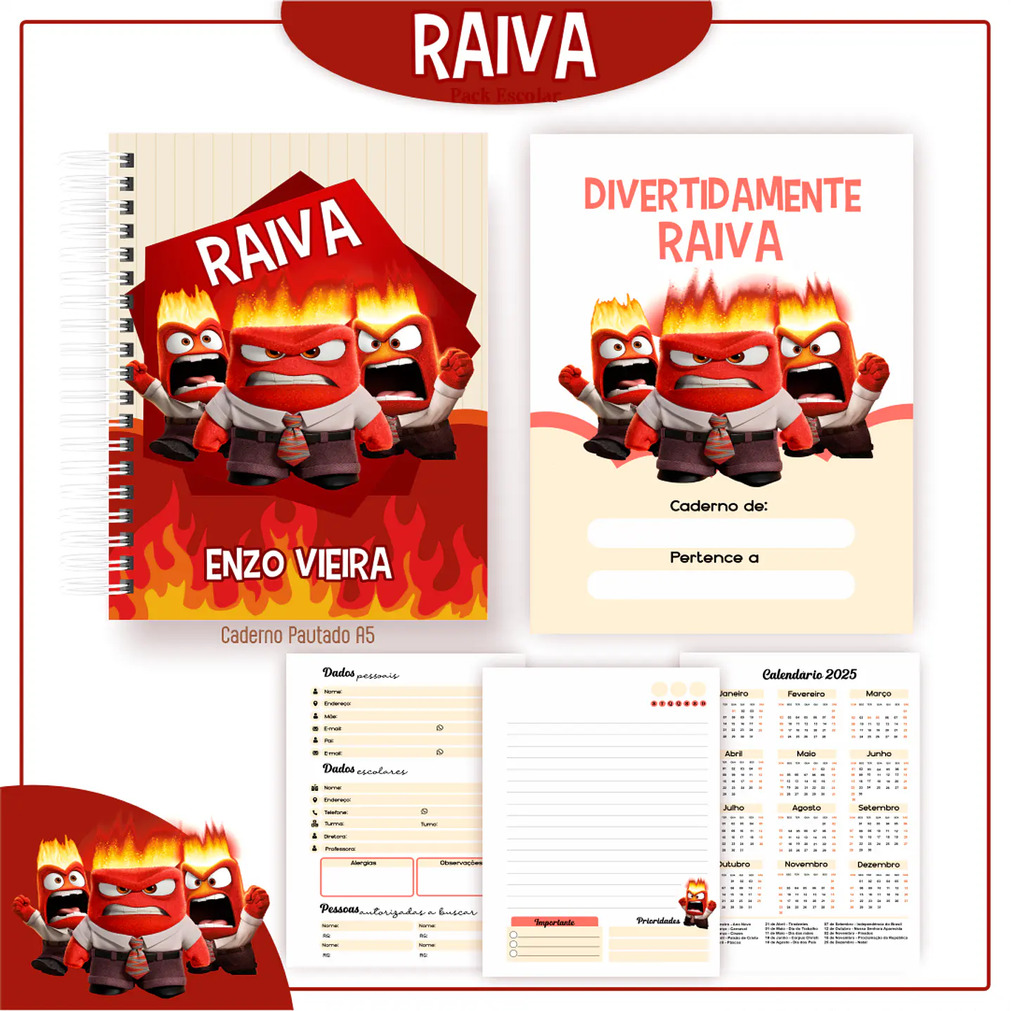 Pack Kit Digital Encadernação Divertida Mente 2 Voltas ás Aulas  18