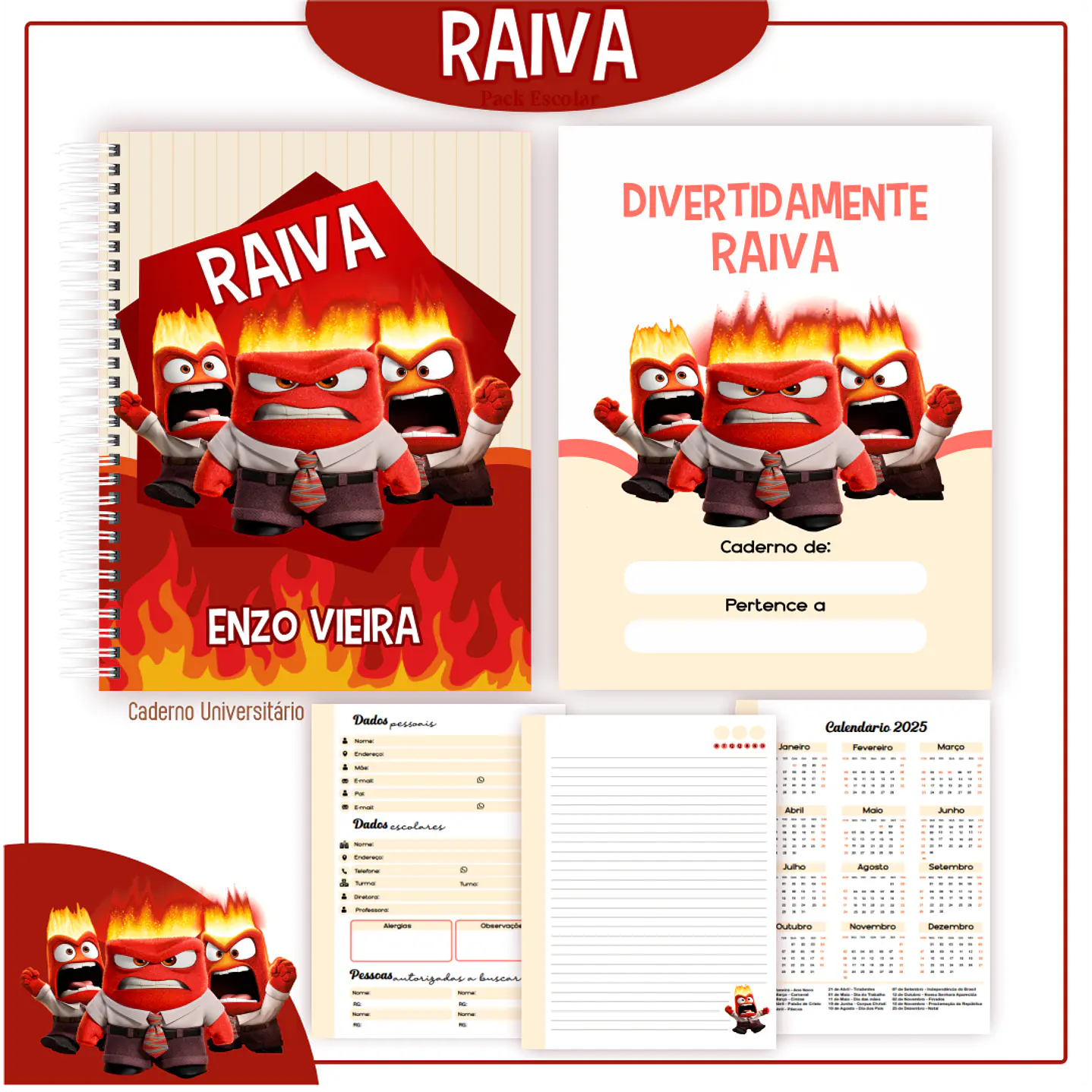 Pack Kit Digital Encadernação Divertida Mente 2 Voltas ás Aulas  19