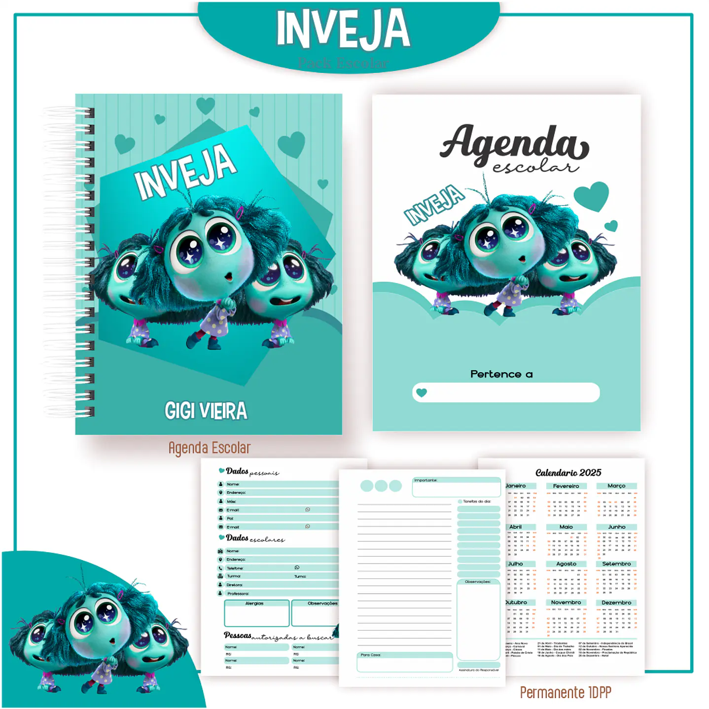 Pack Kit Digital Encadernação Divertida Mente 2 Voltas ás Aulas  21
