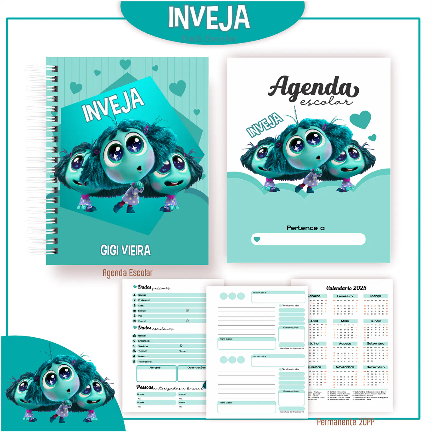 Pack Kit Digital Encadernação Divertida Mente 2 Voltas ás Aulas  22