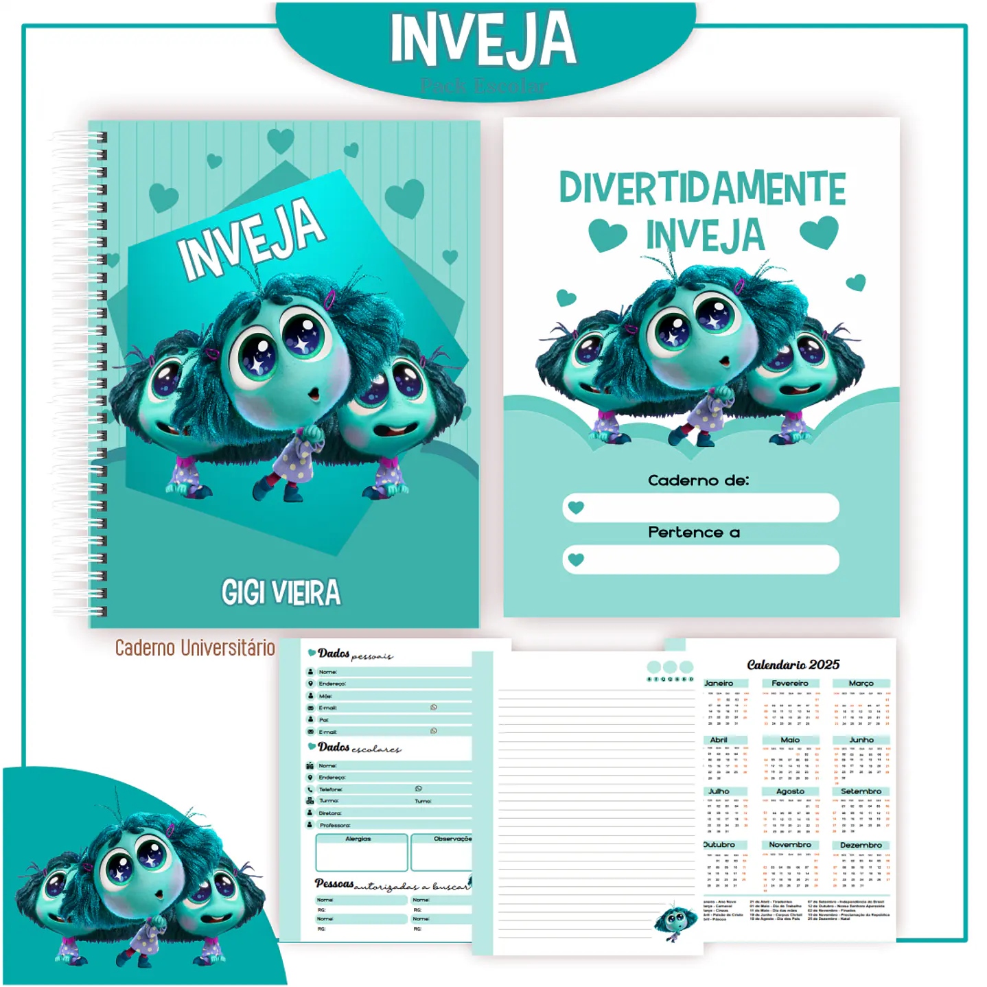 Pack Kit Digital Encadernação Divertida Mente 2 Voltas ás Aulas  24
