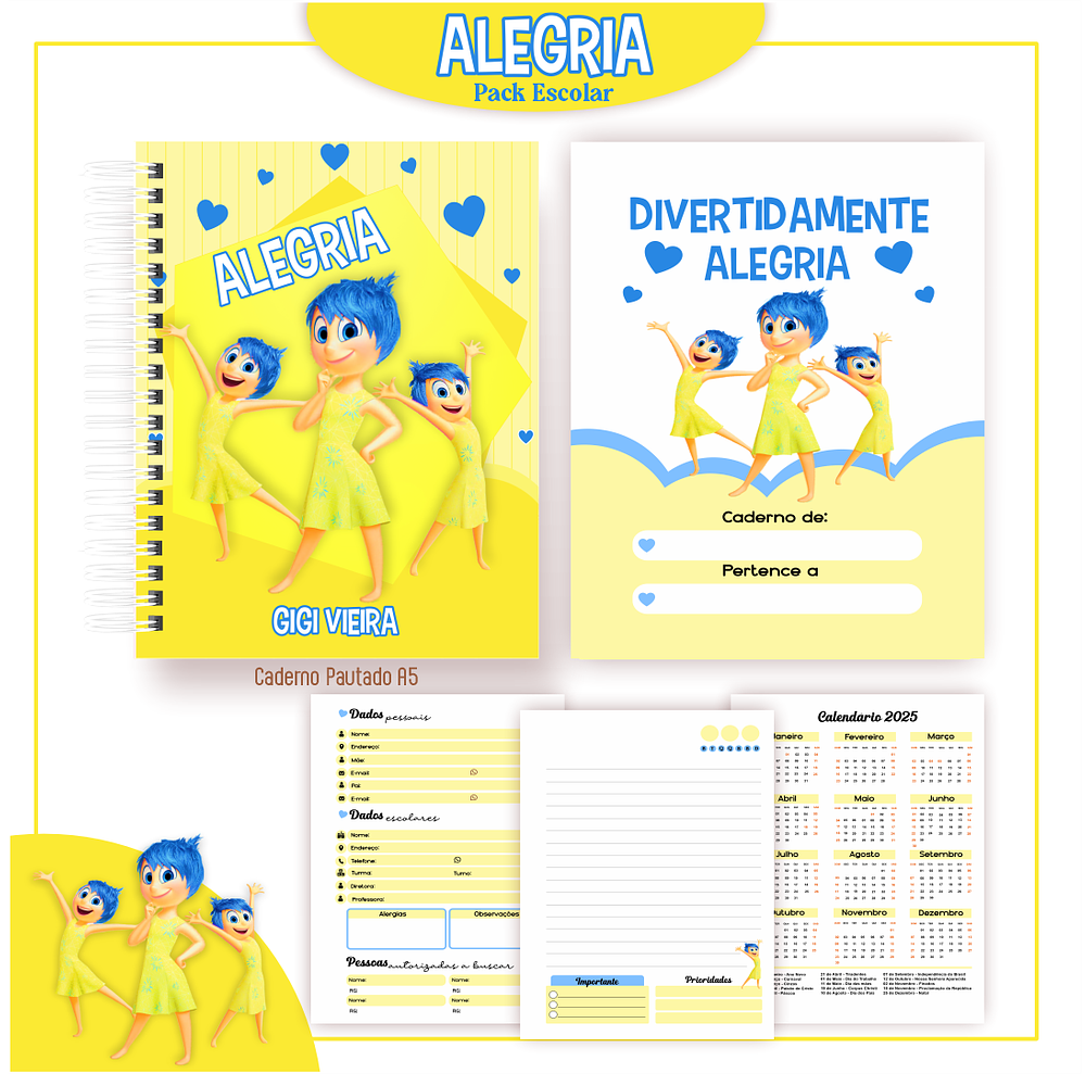 Pack Kit Digital Encadernação Divertida Mente 2 Voltas ás Aulas 