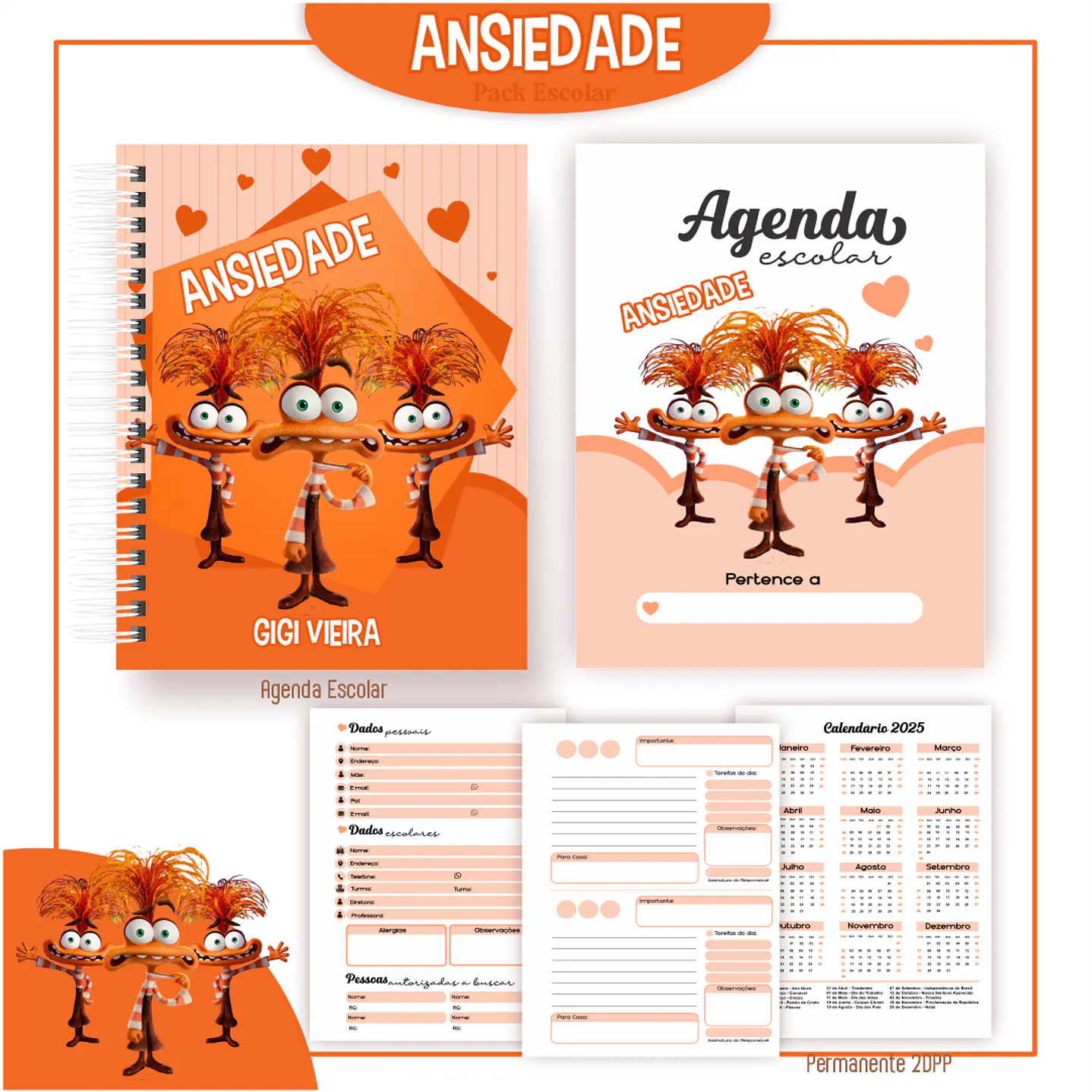 Pack Kit Digital Encadernação Divertida Mente 2 Voltas ás Aulas  34