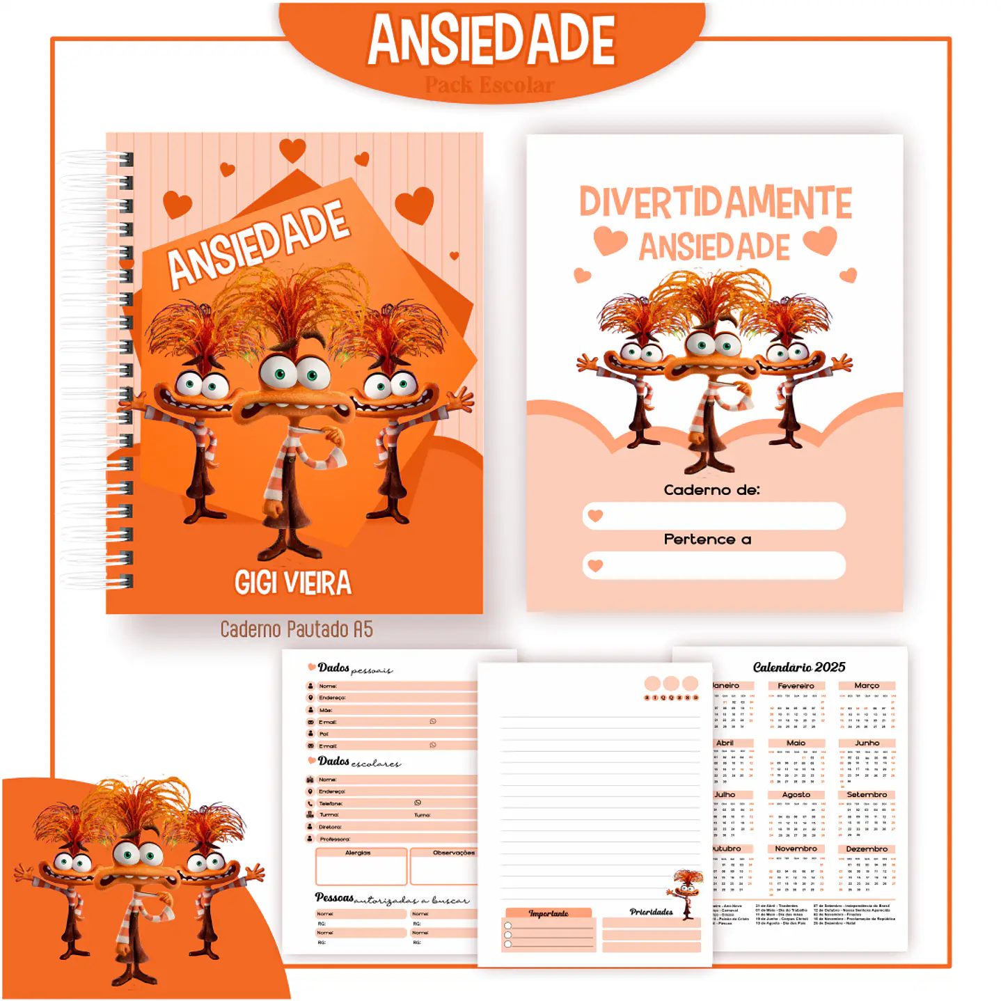 Pack Kit Digital Encadernação Divertida Mente 2 Voltas ás Aulas  35