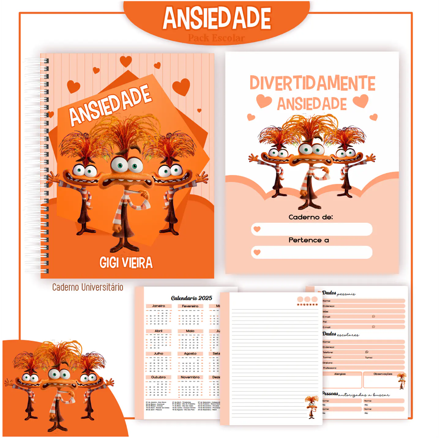 Pack Kit Digital Encadernação Divertida Mente 2 Voltas ás Aulas  36