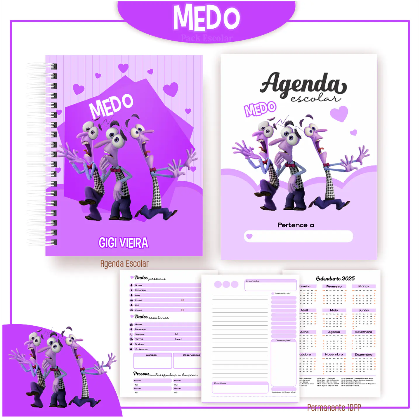 Pack Kit Digital Encadernação Divertida Mente 2 Voltas ás Aulas  38