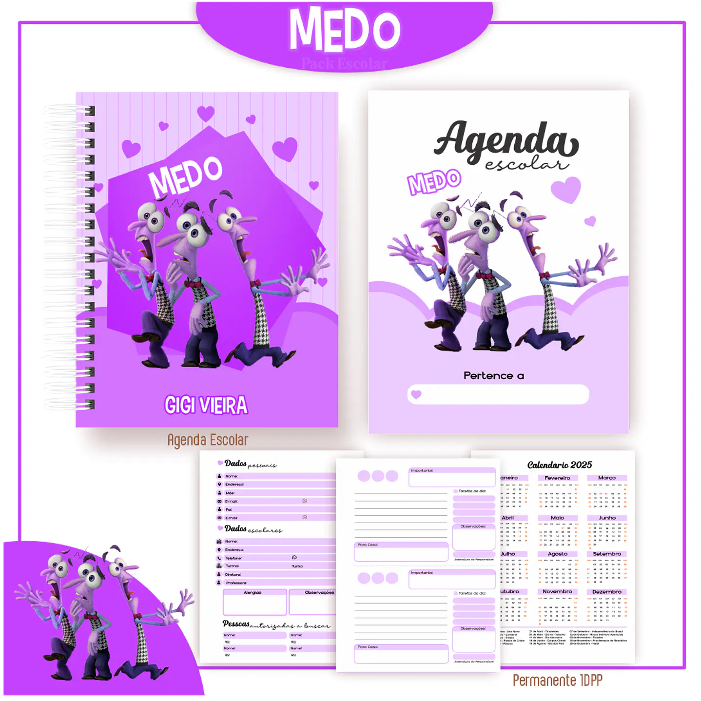 Pack Kit Digital Encadernação Divertida Mente 2 Voltas ás Aulas  39