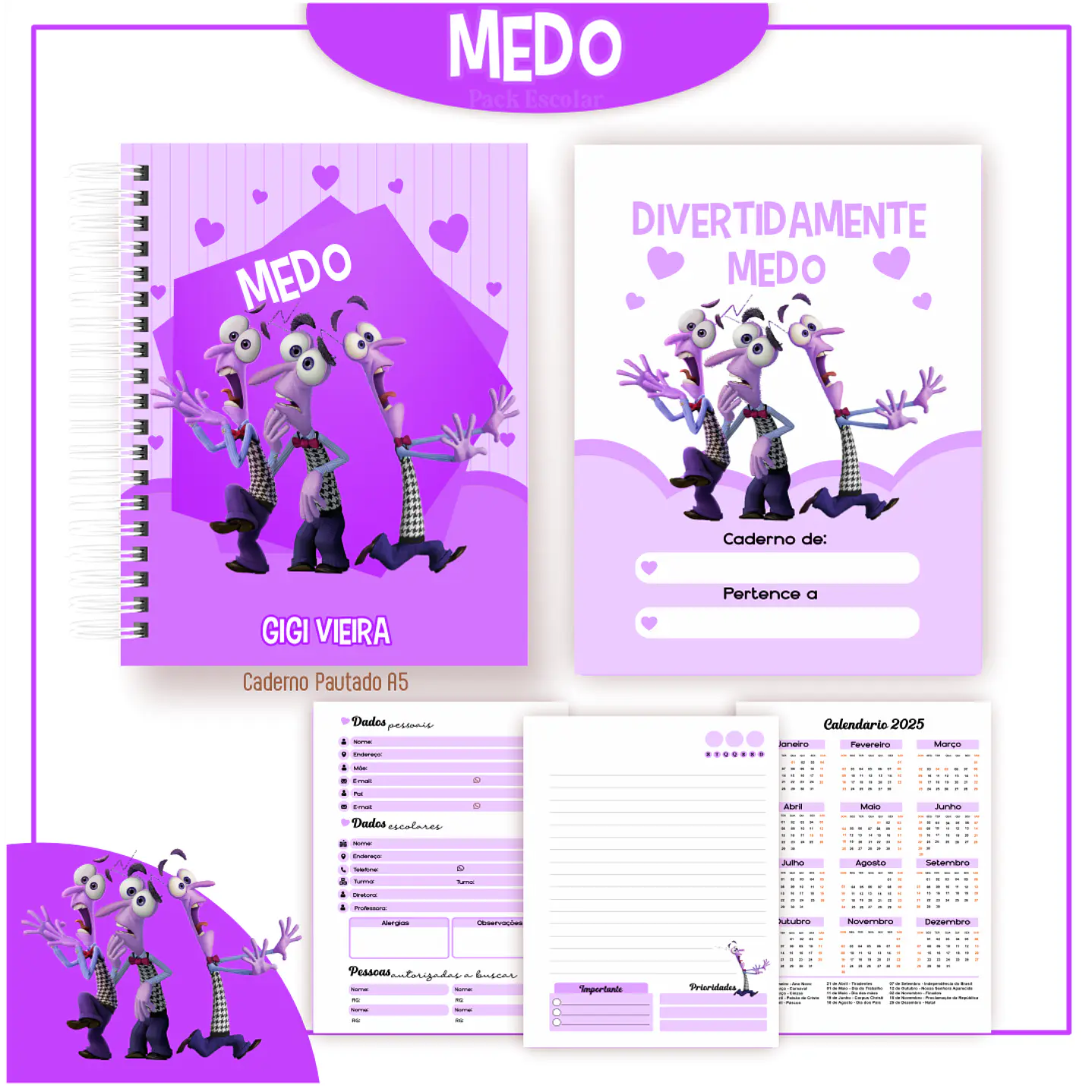 Pack Kit Digital Encadernação Divertida Mente 2 Voltas ás Aulas  40