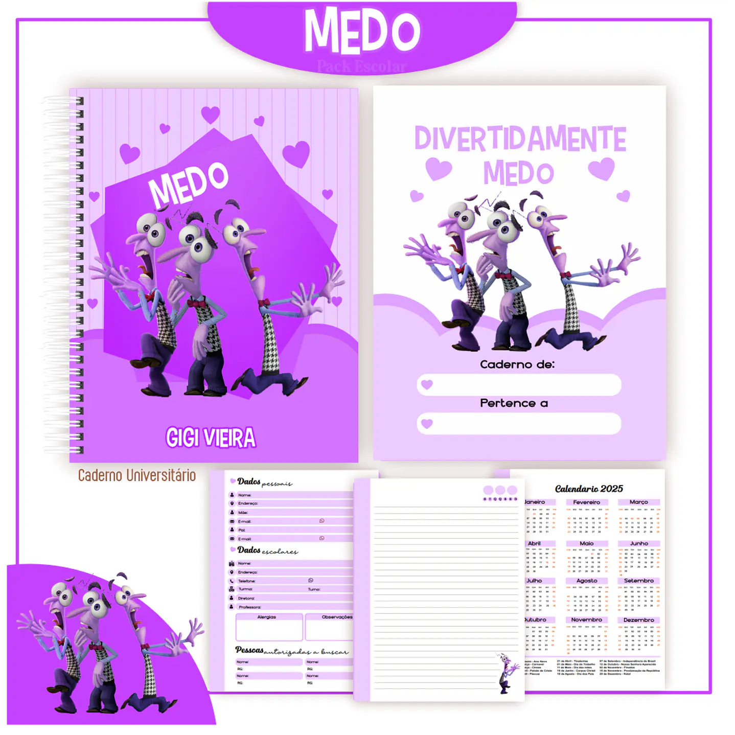 Pack Kit Digital Encadernação Divertida Mente 2 Voltas ás Aulas  41