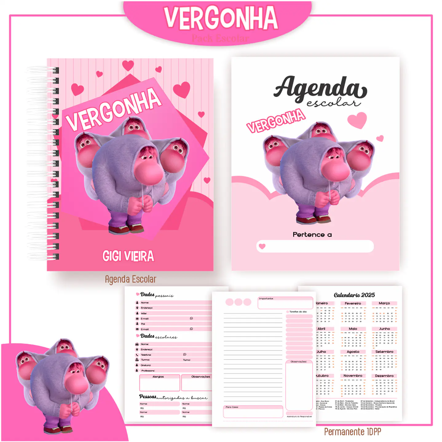 Pack Kit Digital Encadernação Divertida Mente 2 Voltas ás Aulas  45