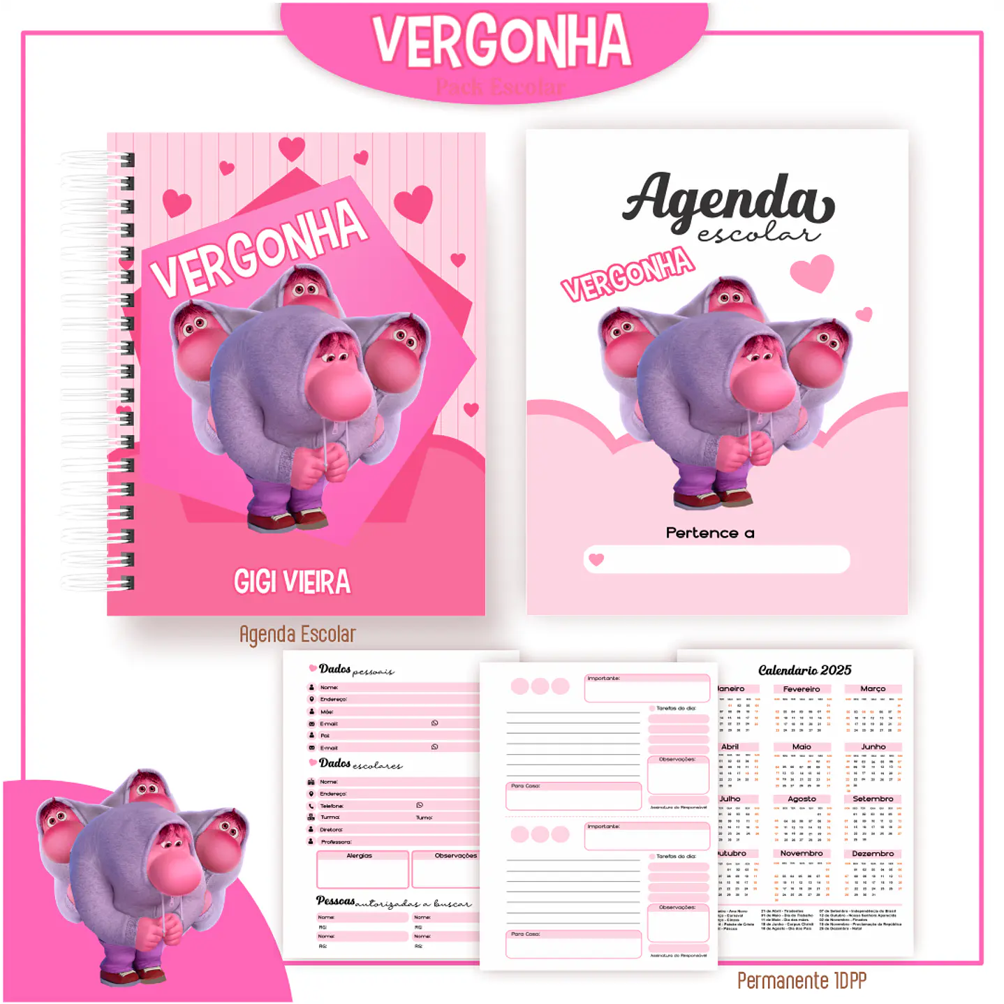 Pack Kit Digital Encadernação Divertida Mente 2 Voltas ás Aulas  46