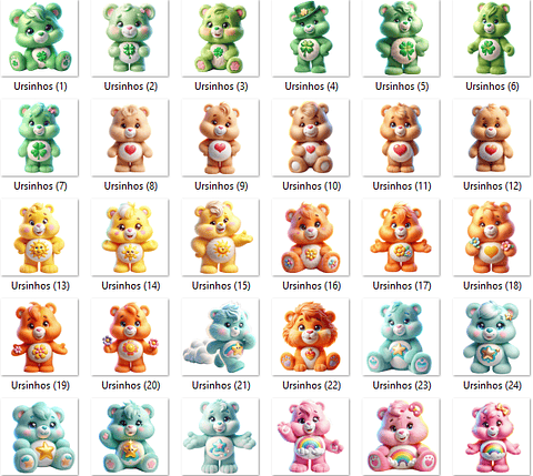 Kit Digital Ursinhos Carinhosos 3D Realistas 80 Png 