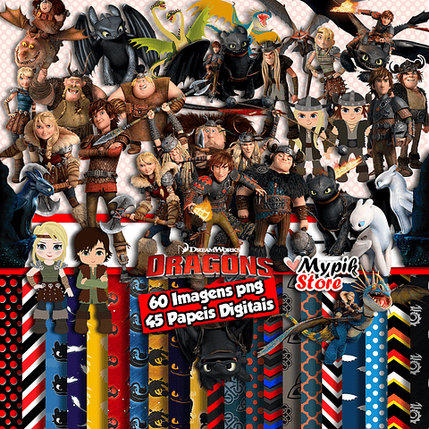 Super Kit Digital Como Treinar seu Dragão - Scrapbook