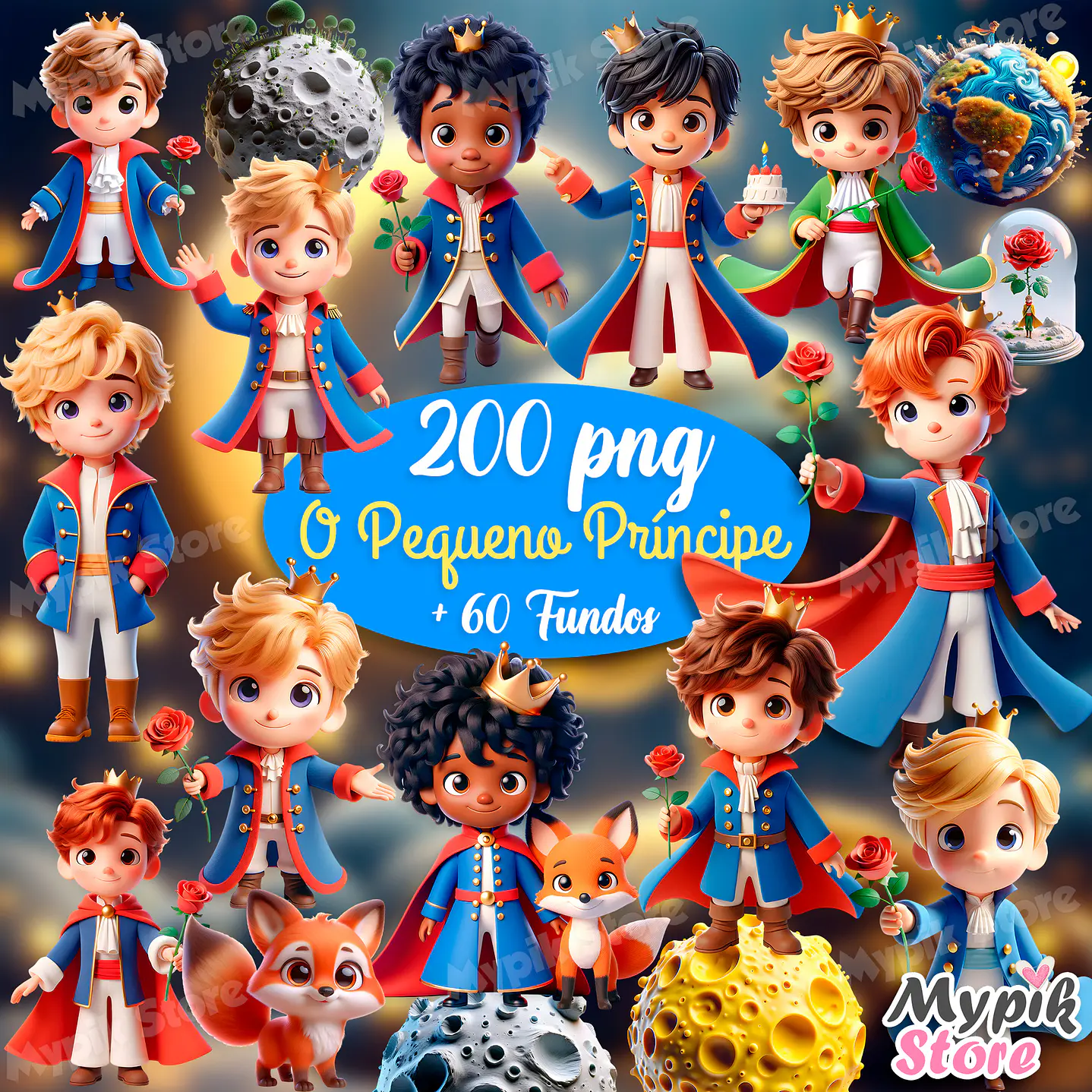 Kit Digital O Pequeno Príncipe 3D Imagens PNG e Fundos  1