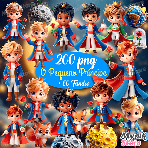 Kit Digital O Pequeno Príncipe 3D Imagens PNG e Fundos 