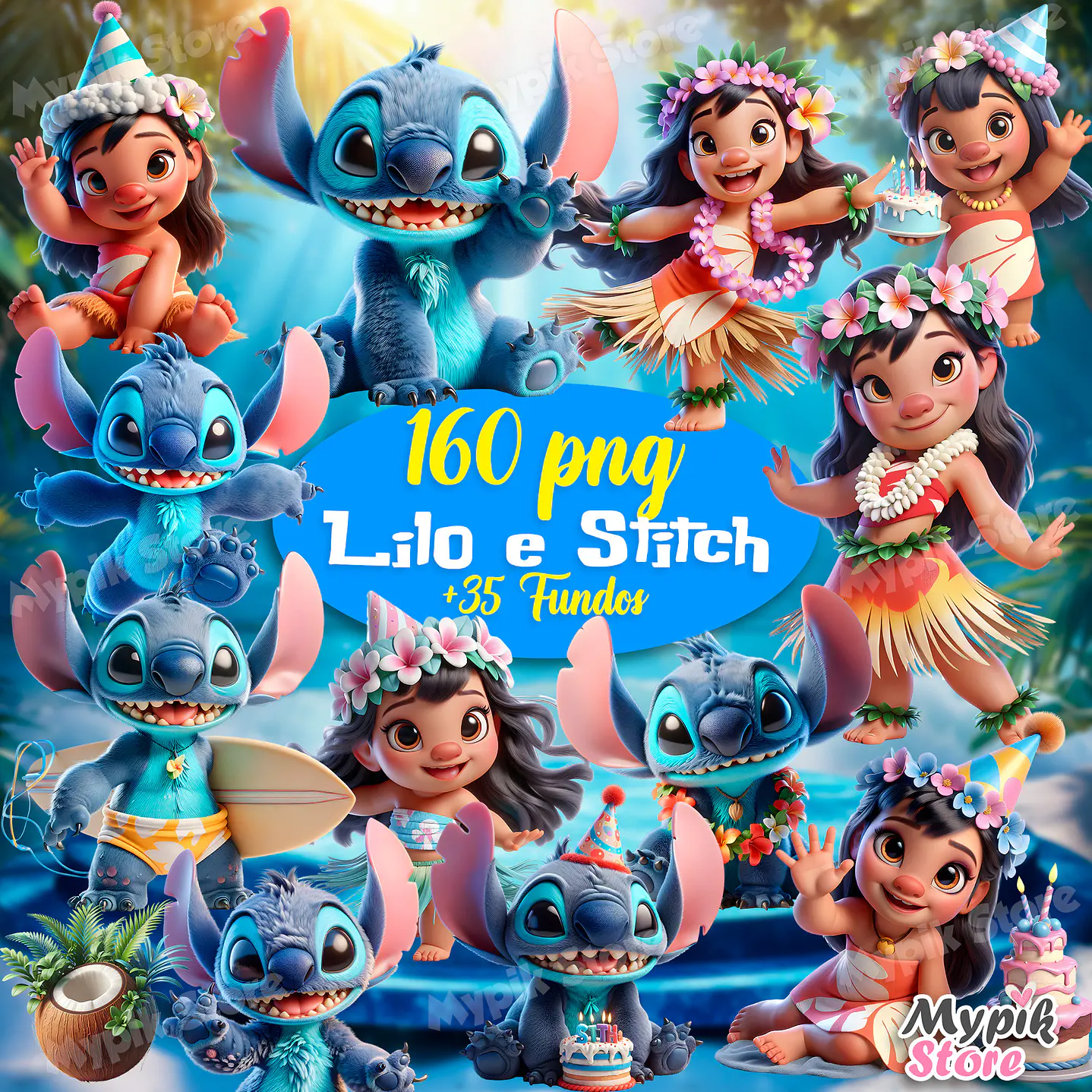 Kit Digital Lilo e Stitch Imagens PNG 1