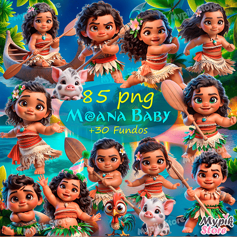 Kit Digital Moana Baby Imagens PNG e Fundos