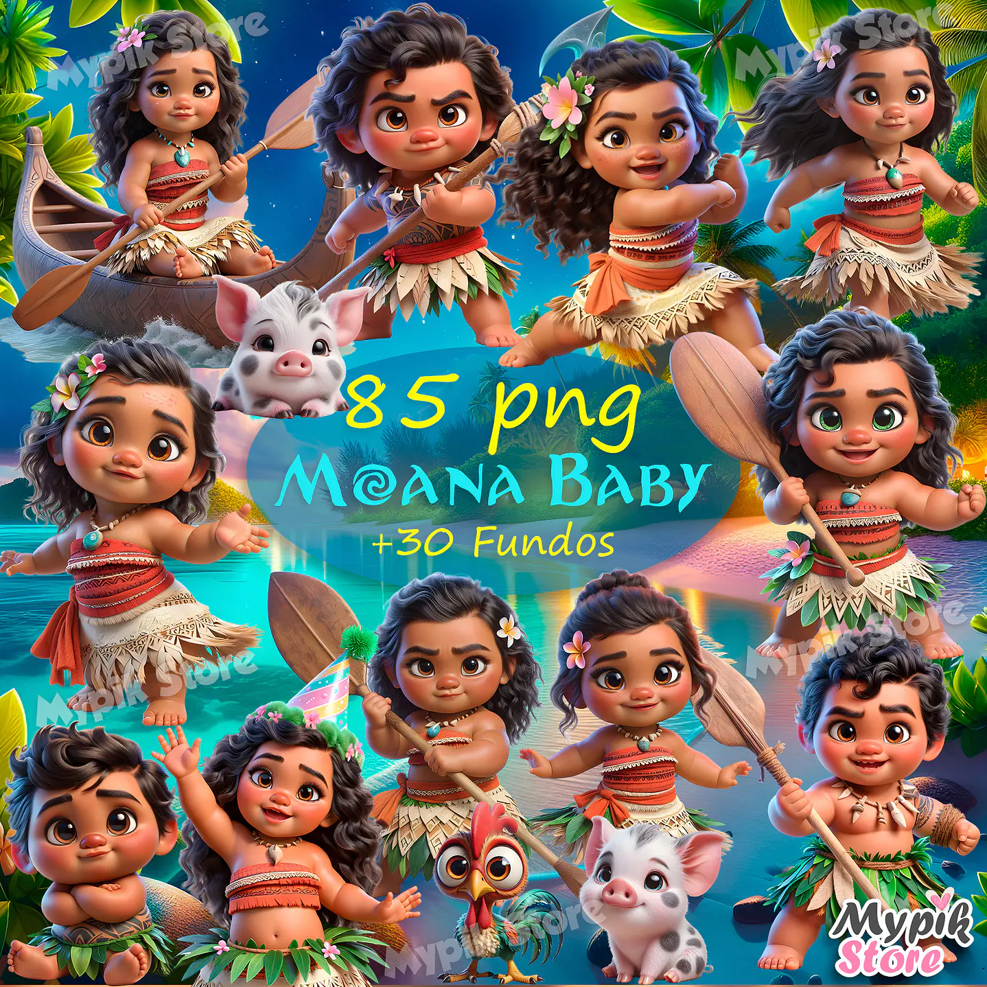 Kit Digital Moana Baby Imagens PNG e Fundos 6