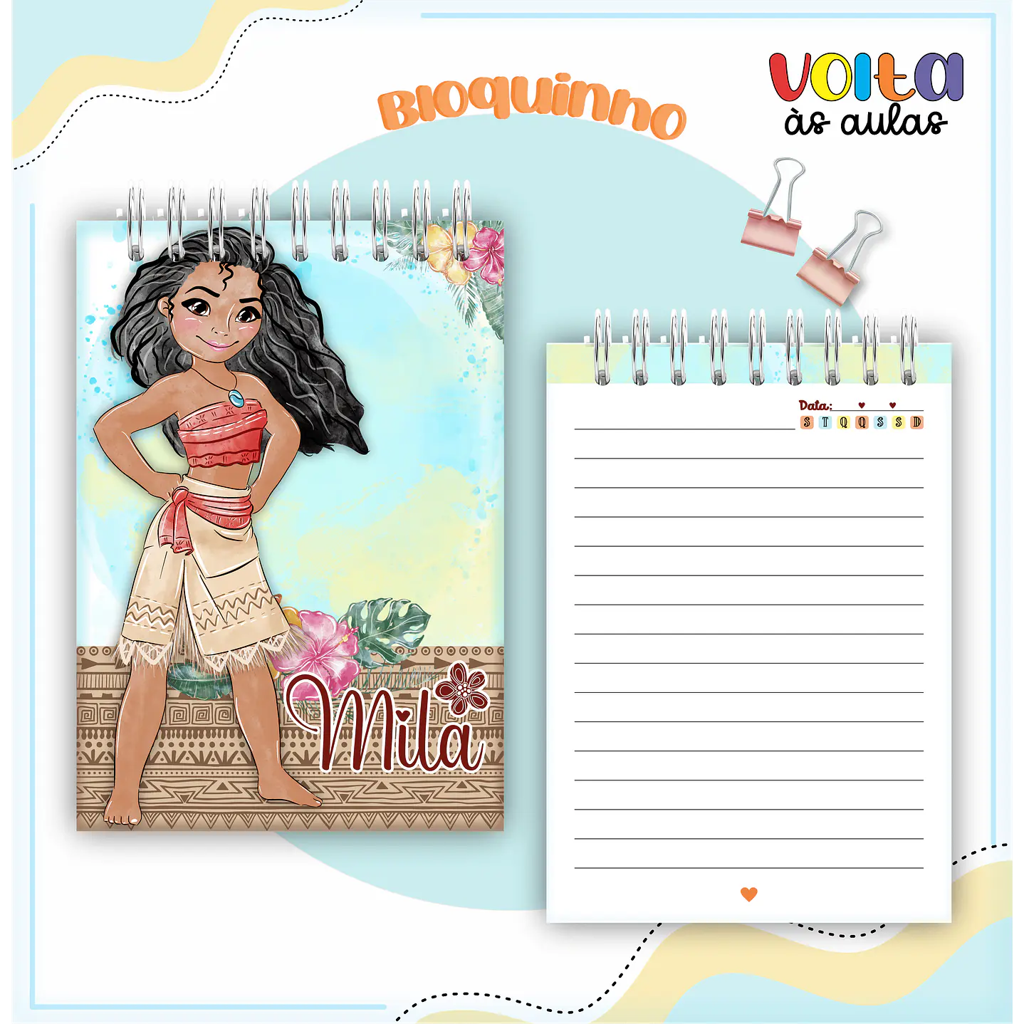 Kit Digital Encadernação Moana Volta ás Aulas  4