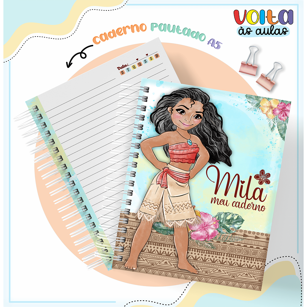 Kit Digital Encadernação Moana Volta ás Aulas 